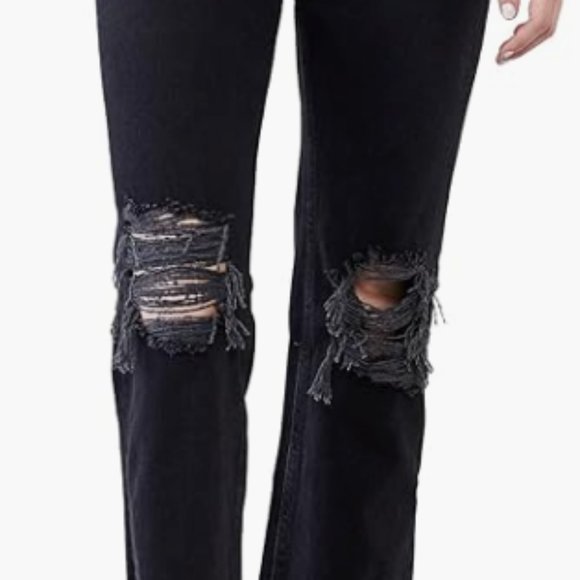 NWT FREE PEOPLE MAGGIE MID RISE STRAIGHT JEANS 0954 WASHED BLACK OB1463199 SZ 27 - Picture 7 of 11